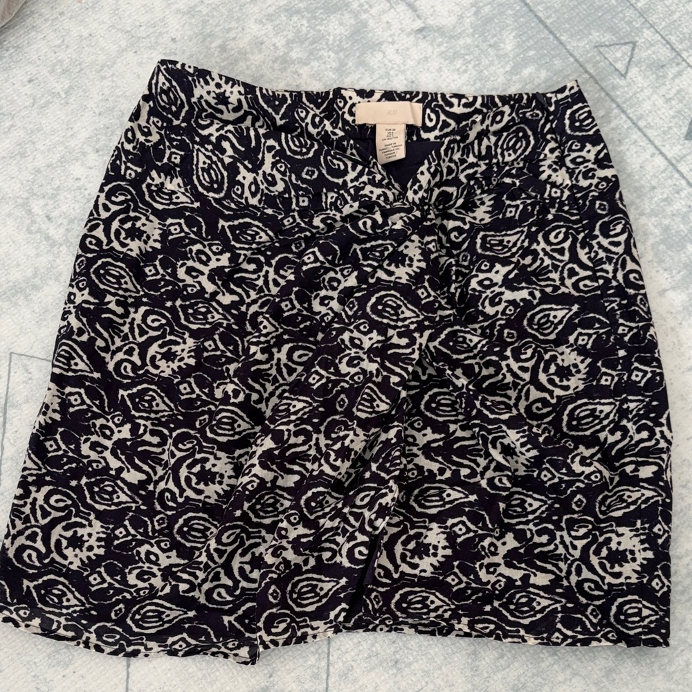 Navy Blue and White Patterned Women's Skirt